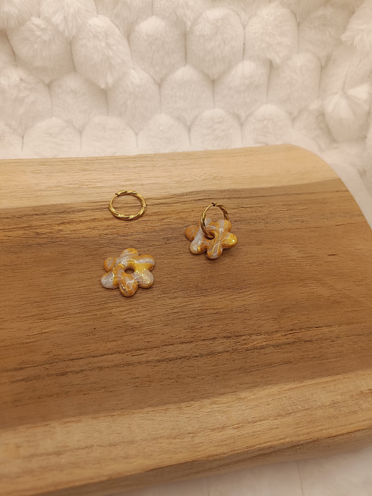 Pampilles " adelie " marbré doré et translucide