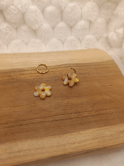 Pampilles " adelie " marbré doré et translucide