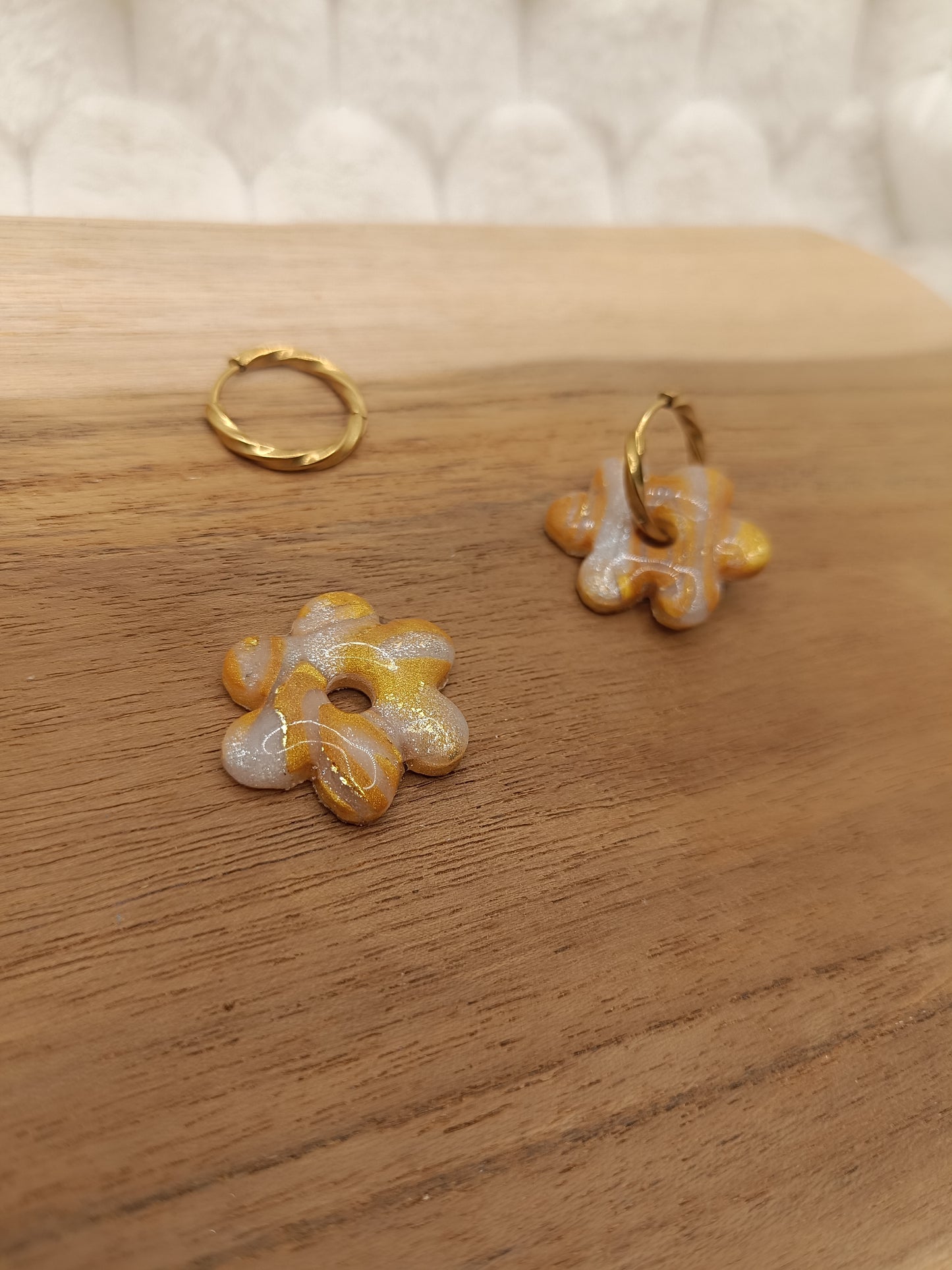 Pampilles " adelie " marbré doré et translucide