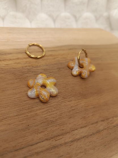 Pampilles " adelie " marbré doré et translucide