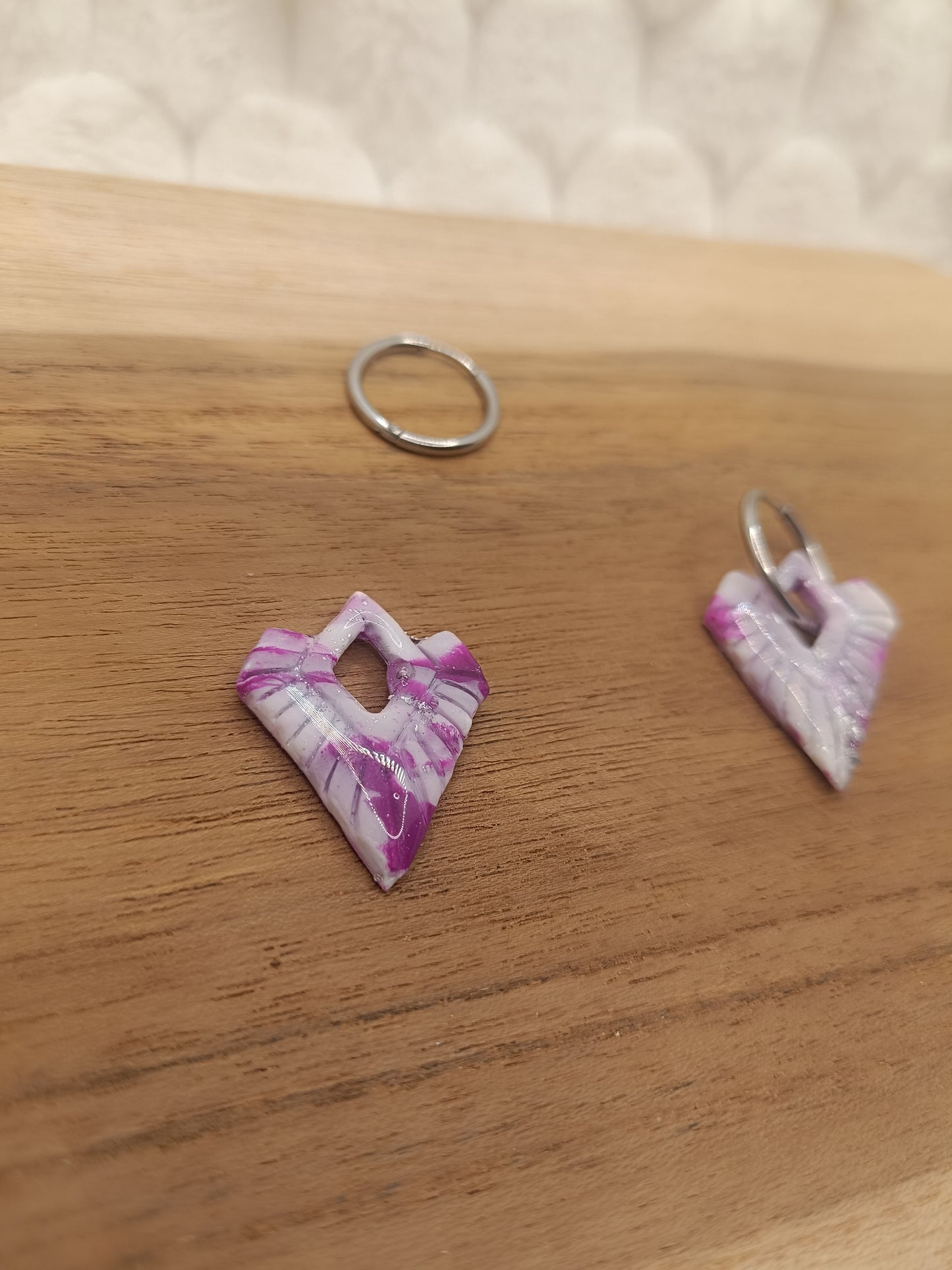 Pampille " aurore " marbré violette/blanc et argenté