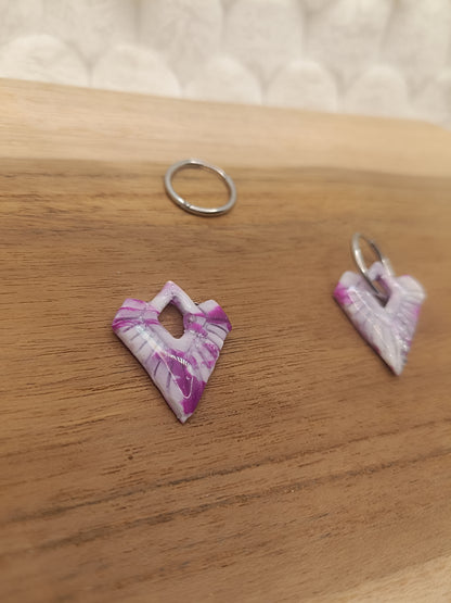 Pampille " aurore " marbré violette/blanc et argenté