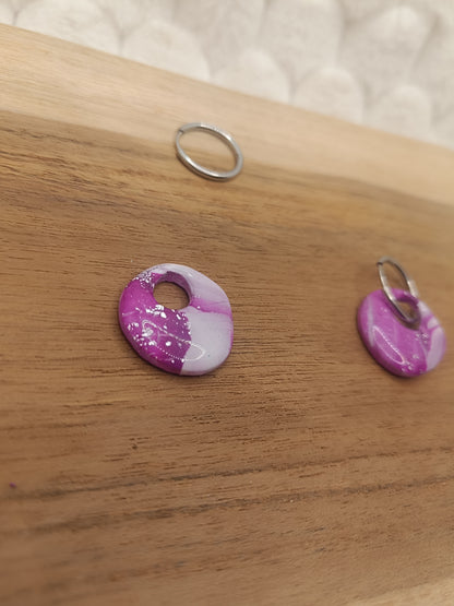 Pampille " malya " marbré blanche et violette