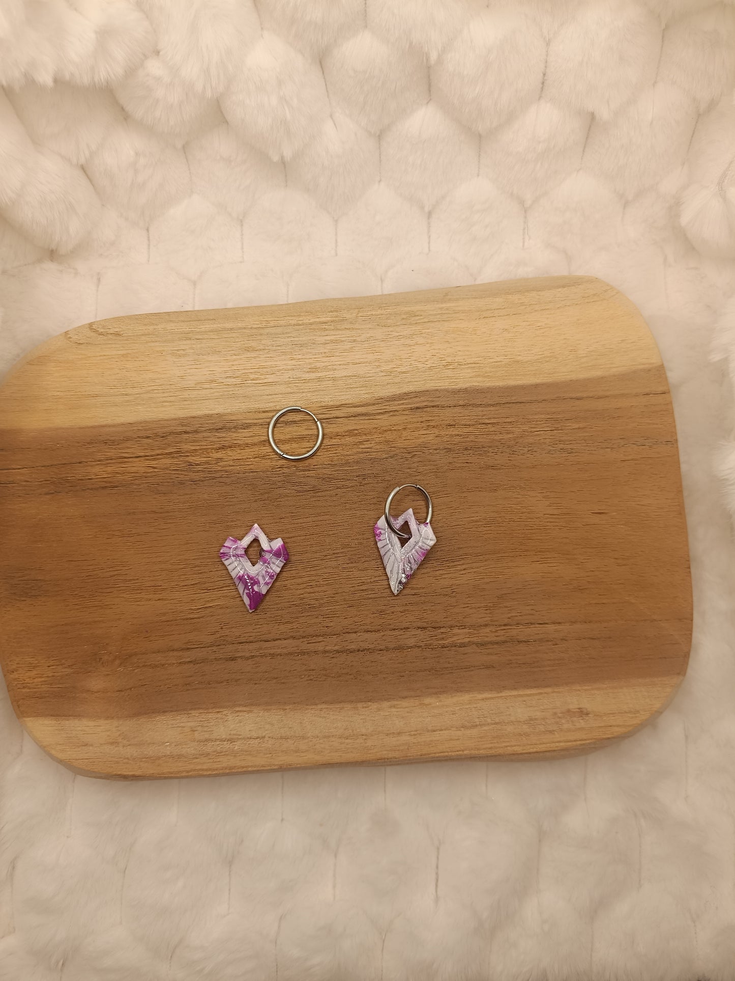 Pampille " aurore " marbré violette/blanc et argenté