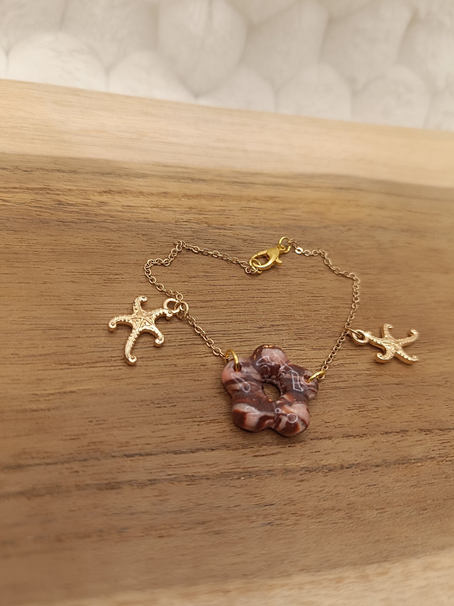 Bracelet " nila " rose métallisé/brun