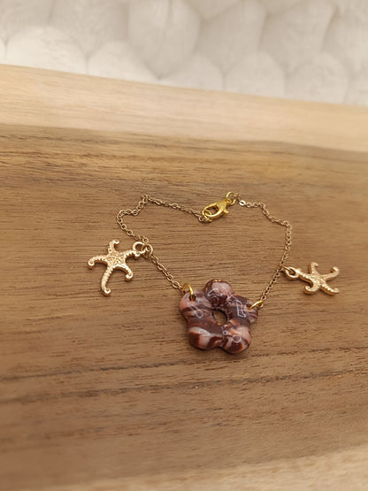 Bracelet " nila " rose métallisé/brun