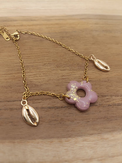 Bracelet " mini mya " vieux rose et doré