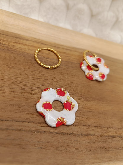 Pampille " enola " blanc et fushia