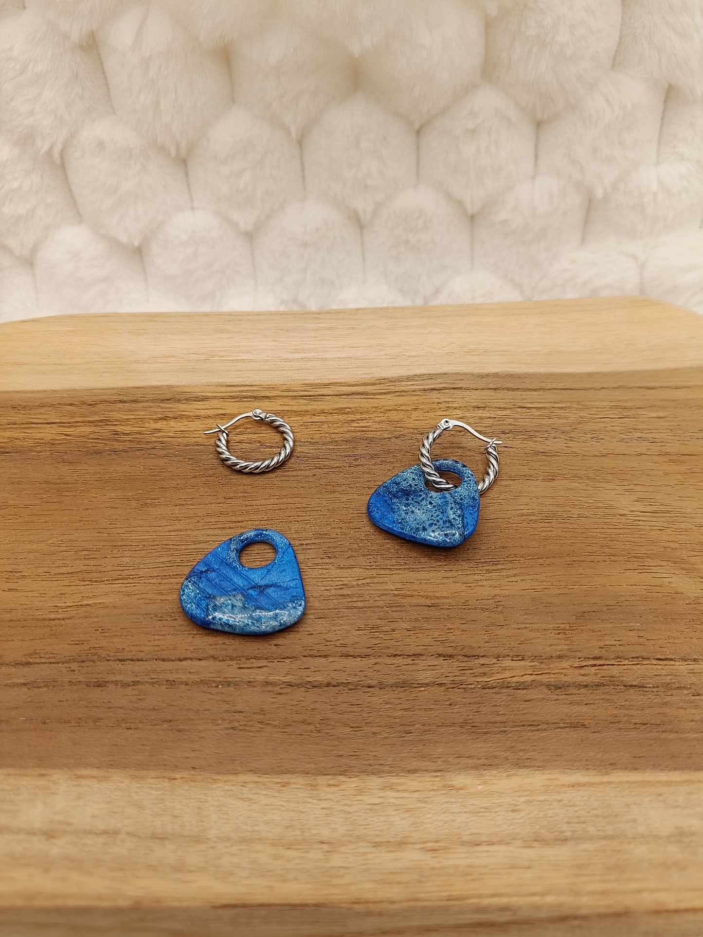 Pampilles " lola " bleu profond et nacré