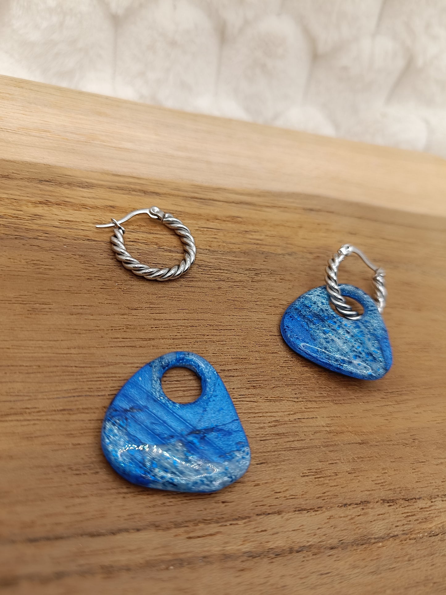 Pampilles " lola " bleu profond et nacré