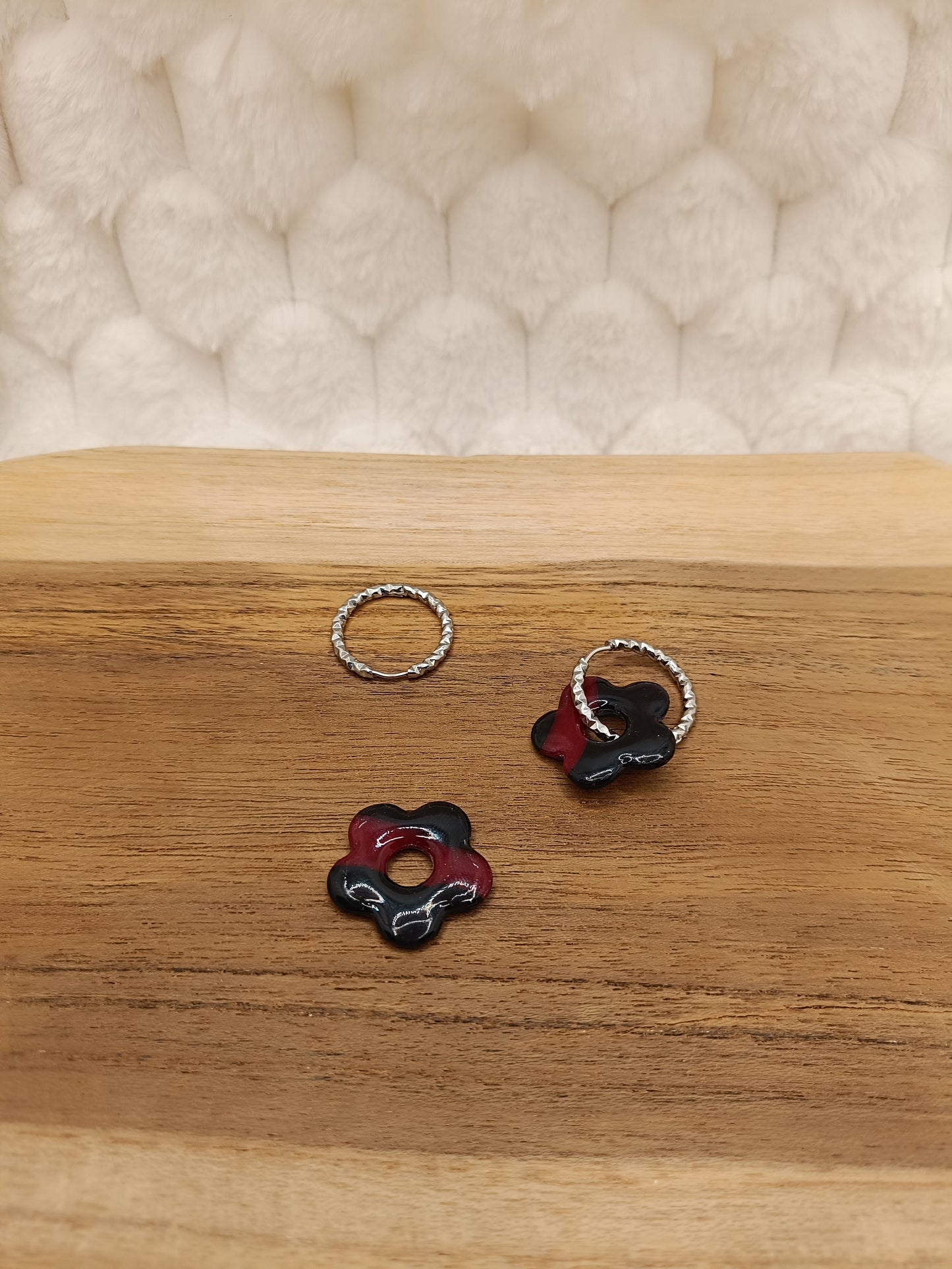 Pampilles " Mya " noir et fuschia translucide