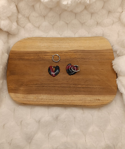 Pampilles " gladys " noir intense et fuschia translucide