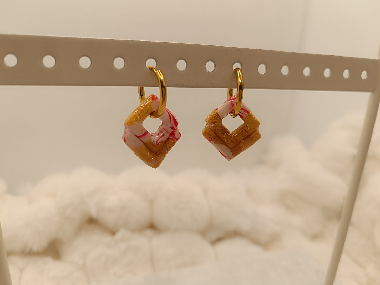 Pampilles " mini Sophie " blanche/fuschia/dorée