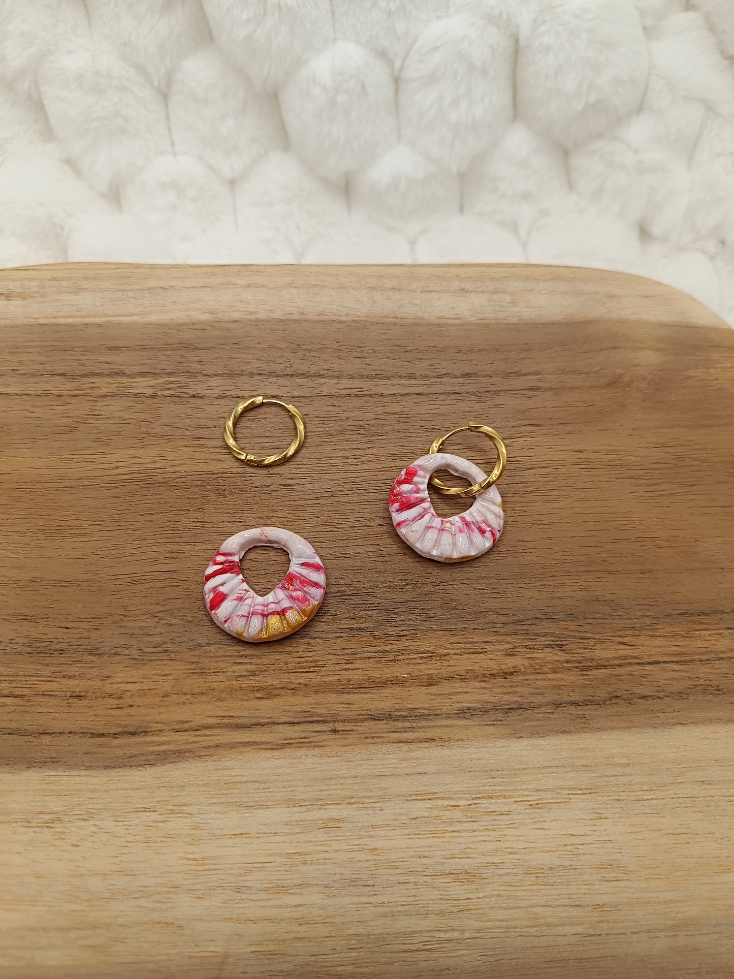 Pampilles " charlie " blanc/doré/fuschia