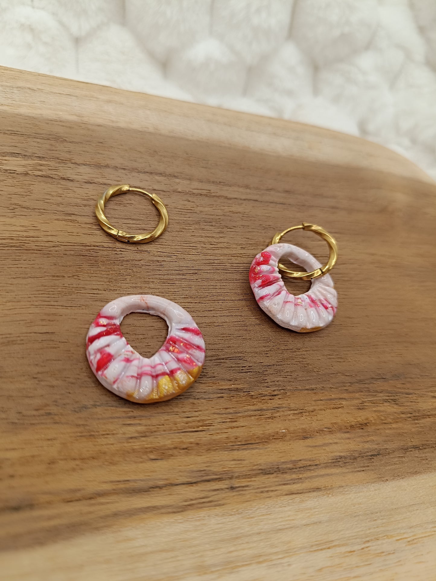 Pampilles " charlie " blanc/doré/fuschia