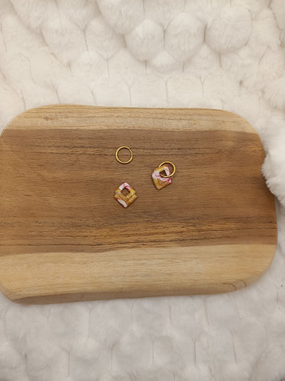 Pampilles " mini Sophie " blanche/fuschia/dorée