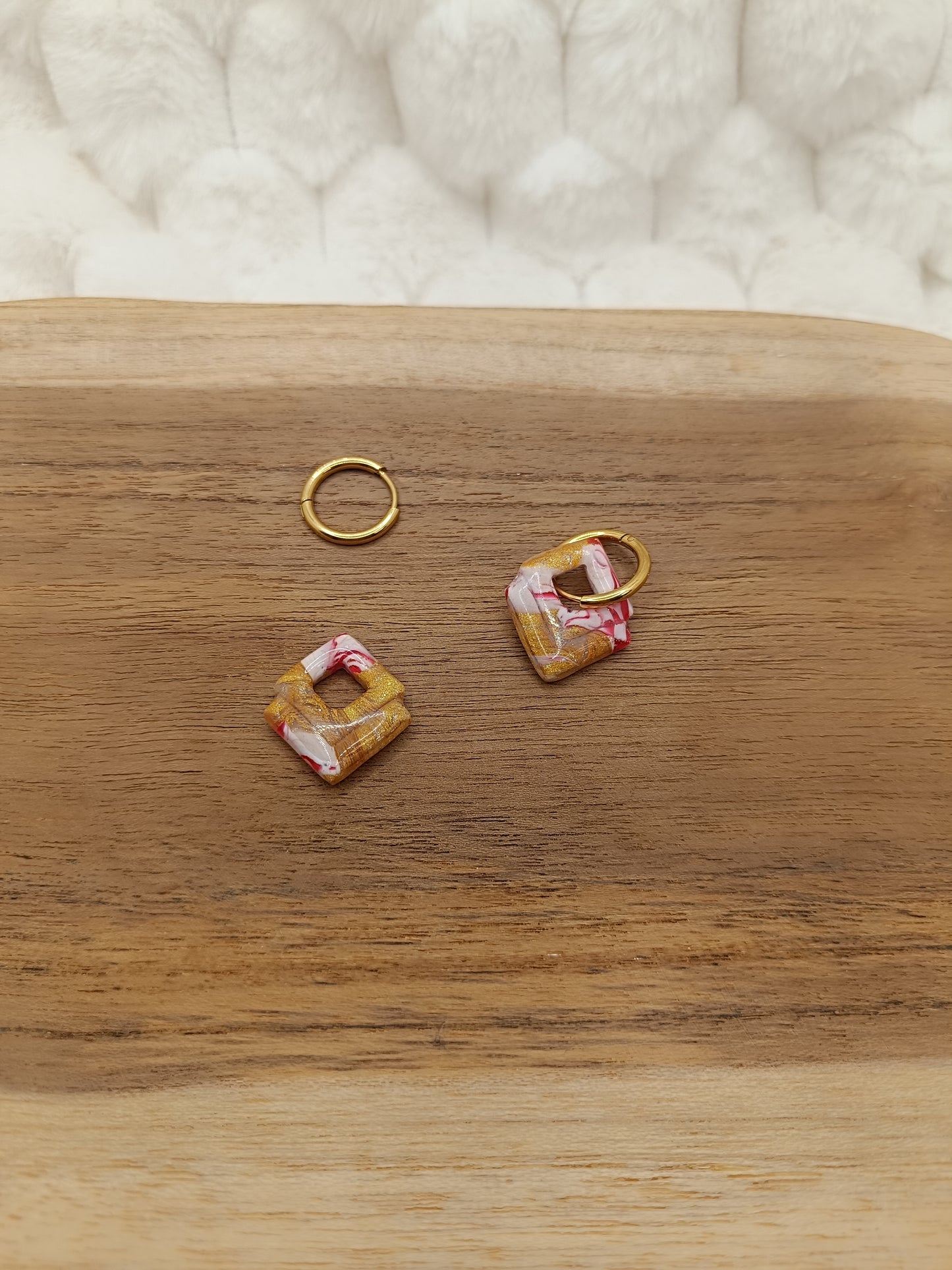 Pampilles " mini Sophie " blanche/fuschia/dorée