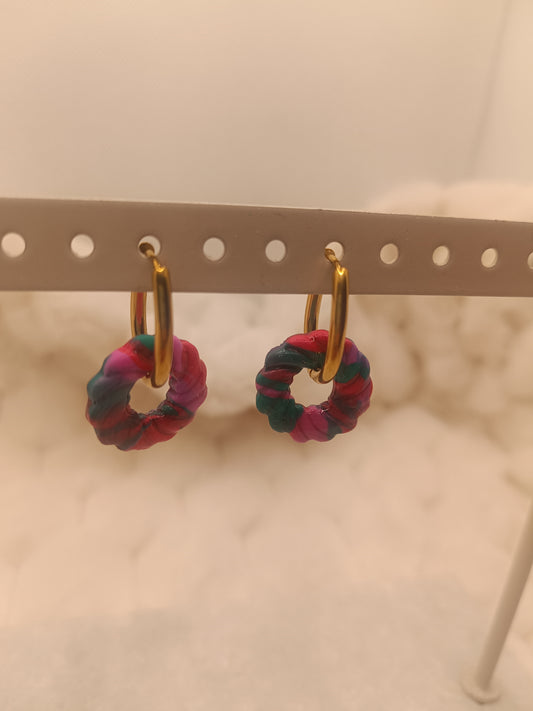 Pampilles " garance " verte,rouge et rose