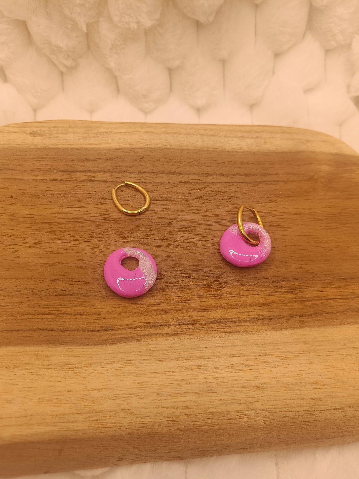 Pampille " nelya " rose et translucide