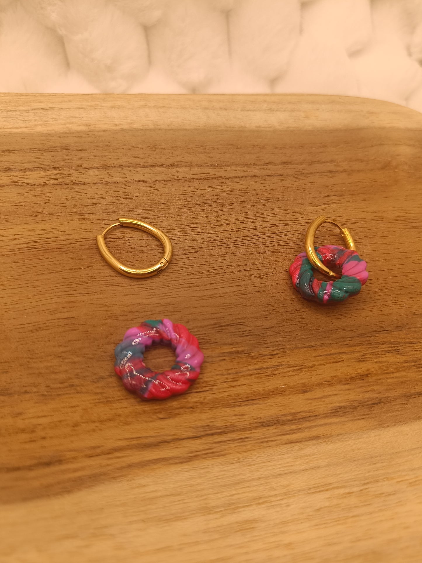 Pampilles " garance " verte,rouge et rose