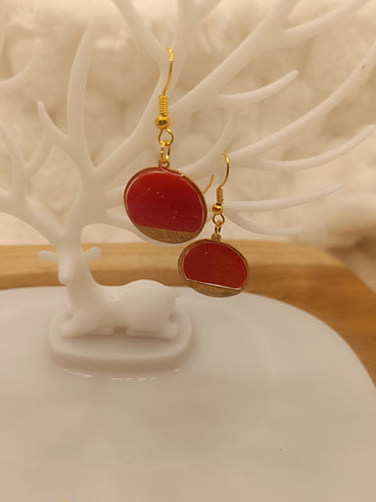 Boucles d'oreilles " lili " rouge orangé