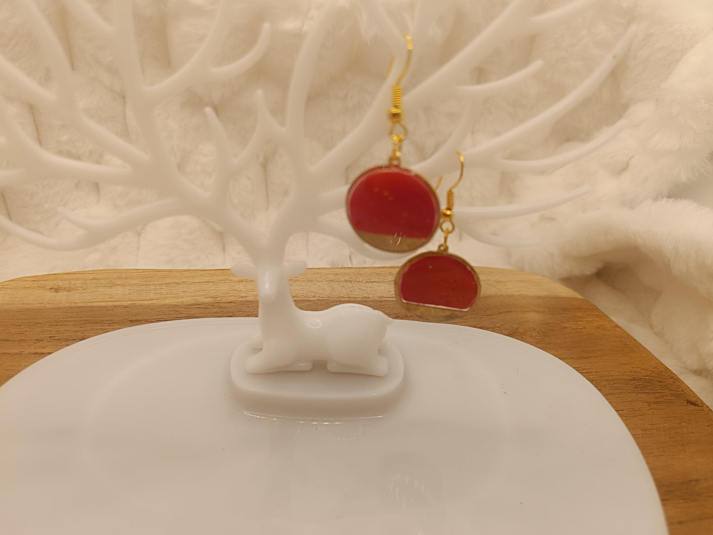 Boucles d'oreilles " lili " rouge orangé