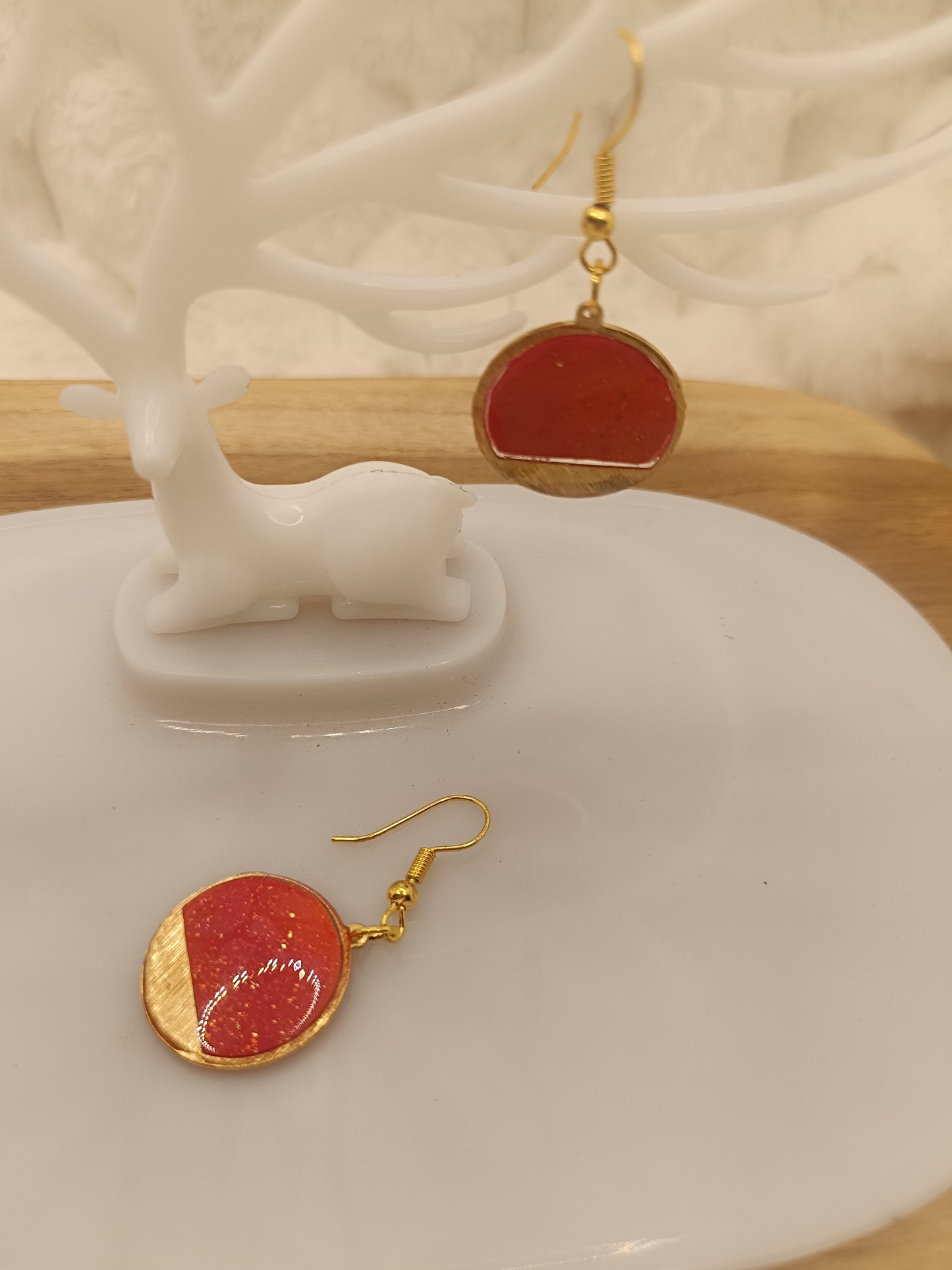 Boucles d'oreilles " lili " rouge orangé