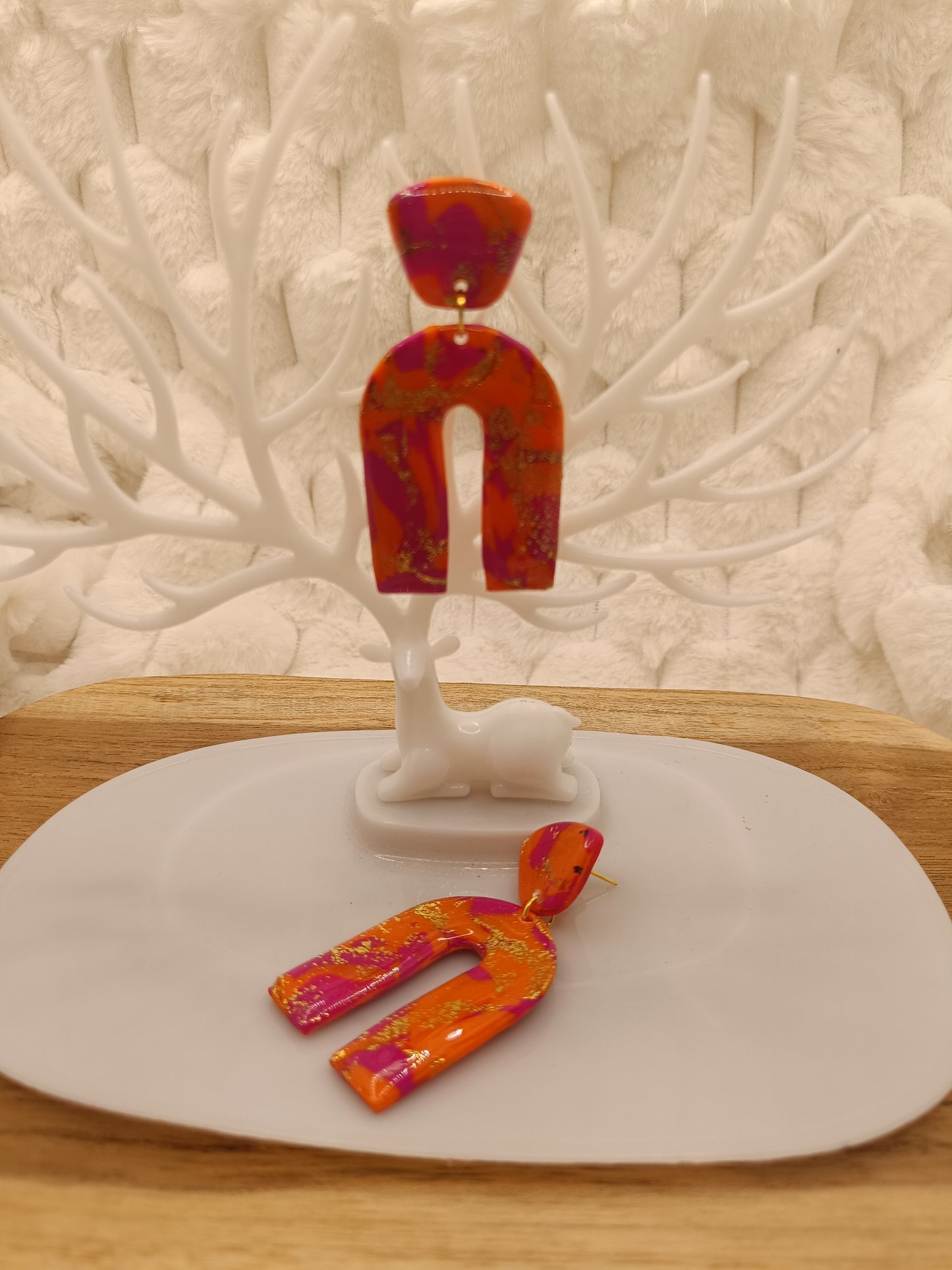 Boucles d'oreilles " melina " fuschia/orange