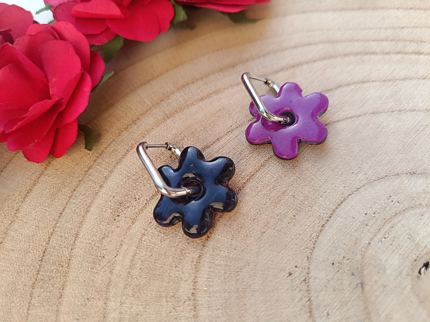 Pampilles " adelie " violette/noir et prune ( réversible )