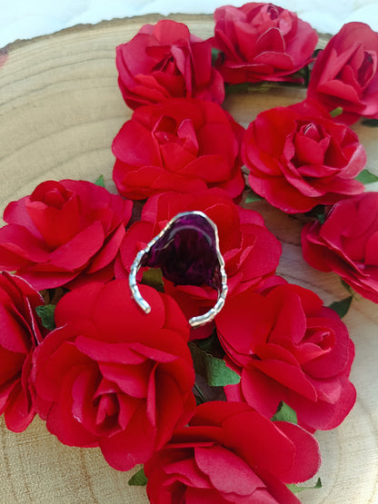 Bague argenté avec cabochon violet