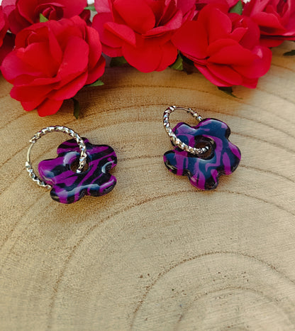 Pampilles " Romy " marbré noir et violette