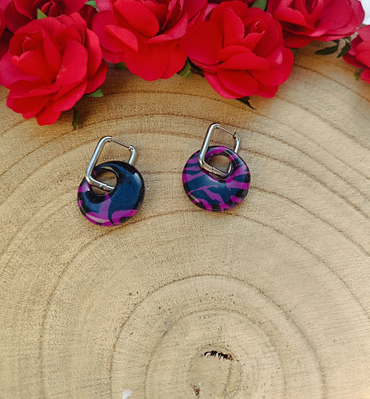 Pampilles " nelya " marbré violette et noir