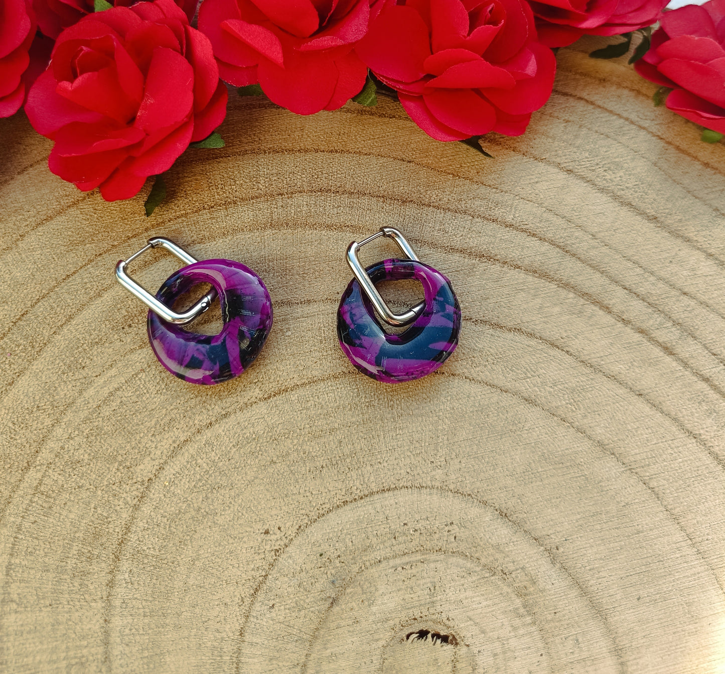 Pampilles " charlie " marbré noir et violette