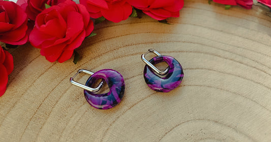 Pampilles " charlie " marbré noir et violette