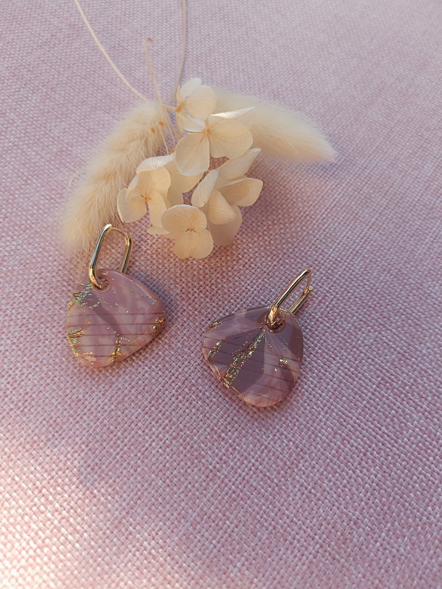 Pampilles " lola " vieux rose/champagne et doré