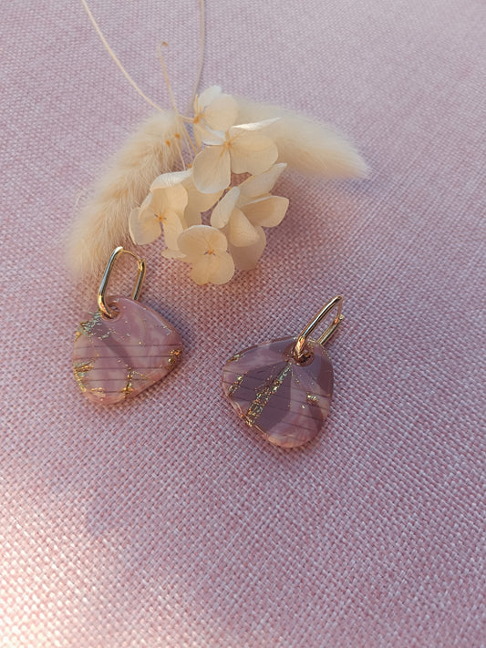 Pampilles " lola " vieux rose/champagne et doré