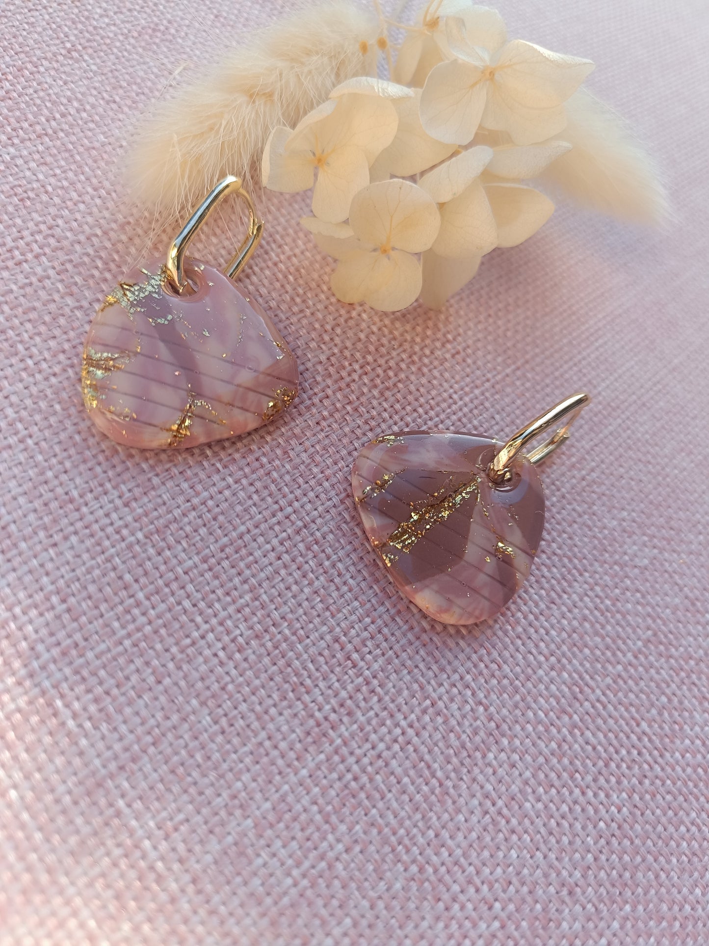 Pampilles " lola " vieux rose/champagne et doré