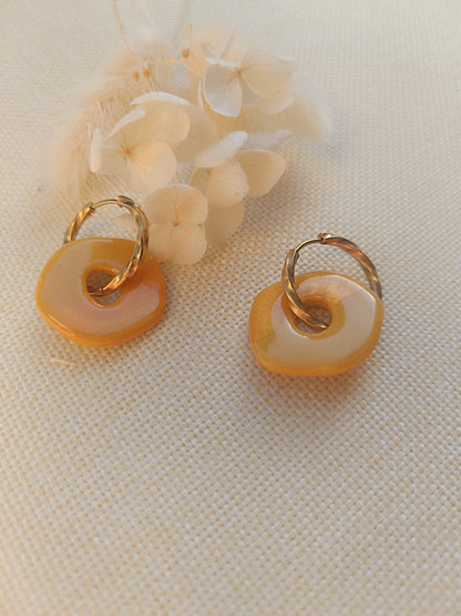 Pampilles " iris " jaune pastel et doré