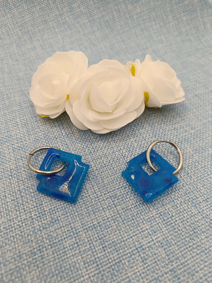 Pampiles " Sophie " bleu translucide et encre bleu
