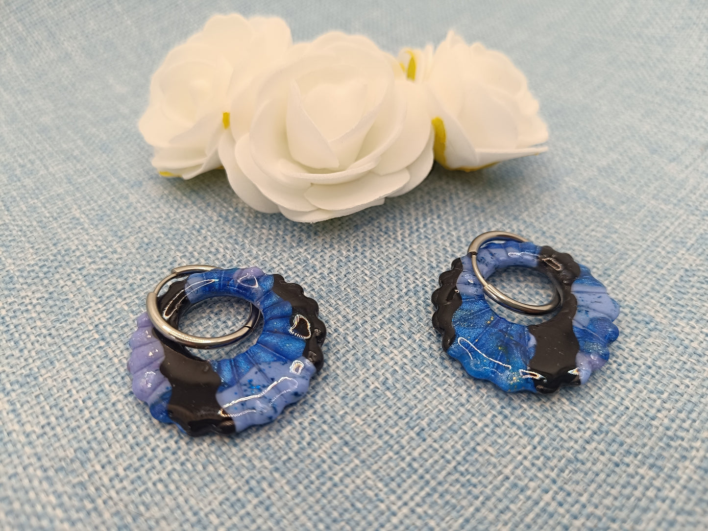 Pampilles " alyssa " marbré noir bleu/lila