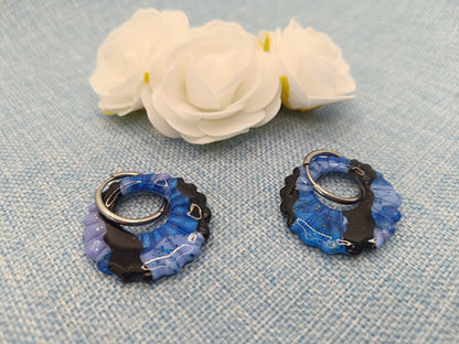 Pampilles " alyssa " marbré noir bleu/lila