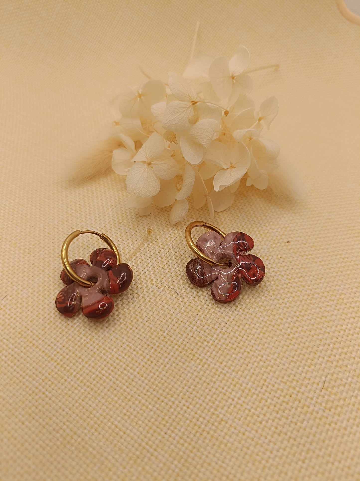 Pampilles " dahlia " marron/taupe terracotta