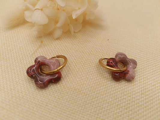 Pampilles " mini mya " marbré rose poudré/ marron et terracotta