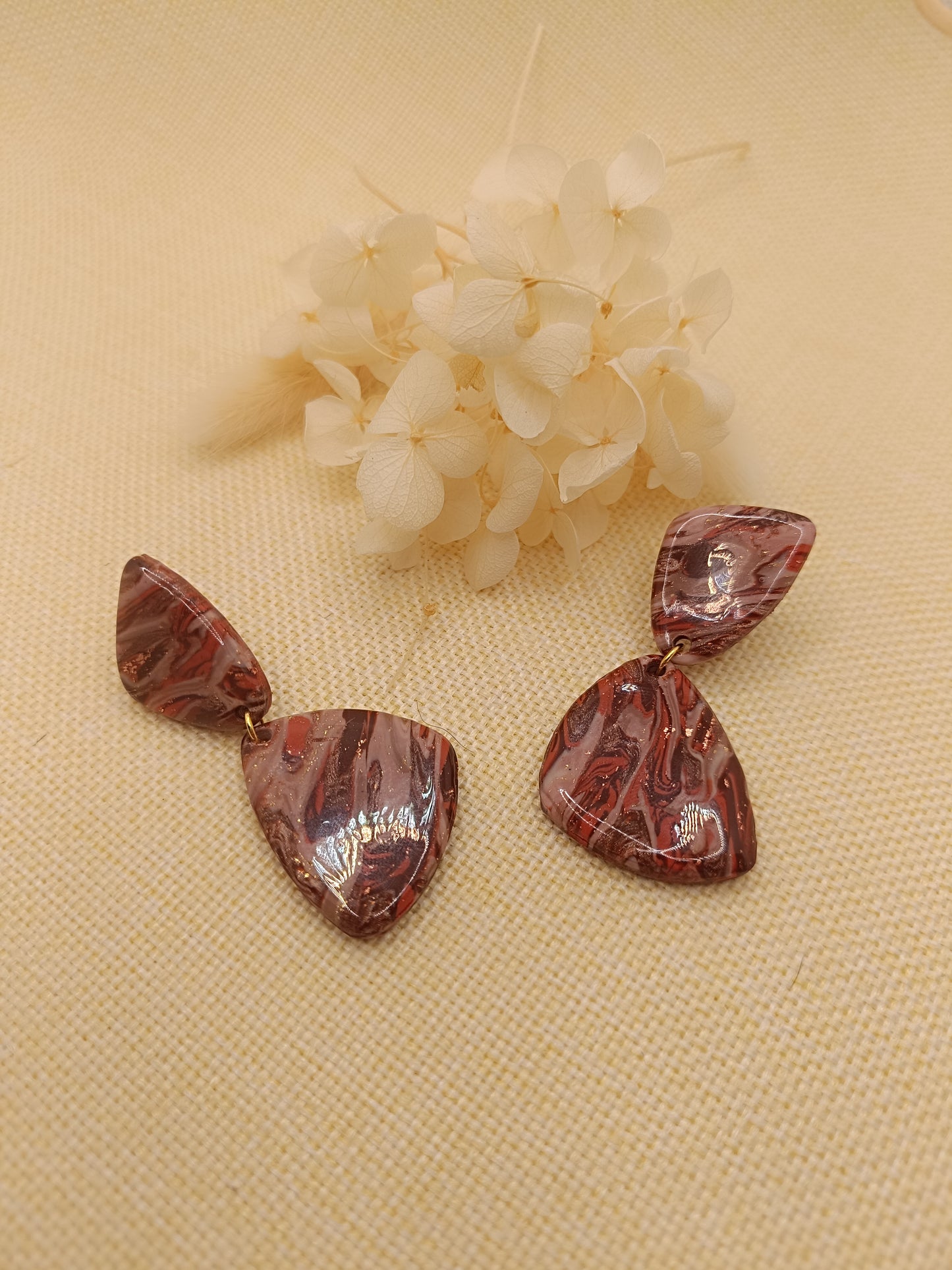 Boucles d'oreilles " Eléonore" marron terracotta