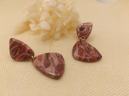 Boucles d'oreilles " Eléonore" marron terracotta
