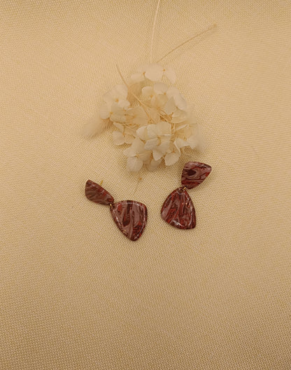 Boucles d'oreilles " Eléonore" marron terracotta