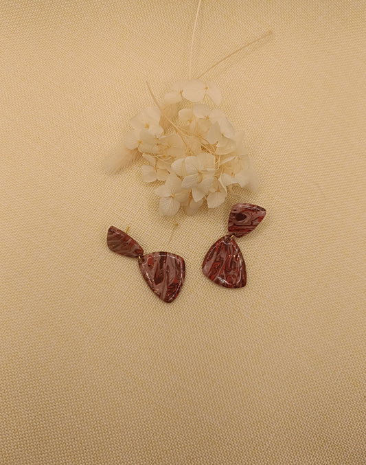 Boucles d'oreilles " Eléonore" marron terracotta
