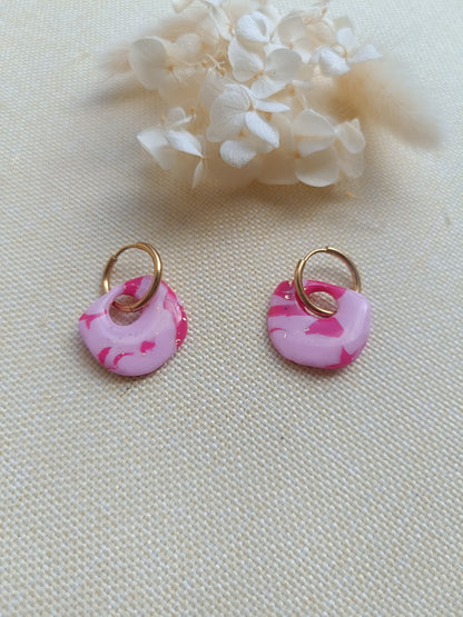 Pampilles " alma " marbré framboise et rose pastel