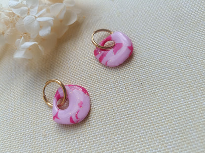 Pampilles " alma " marbré framboise et rose pastel