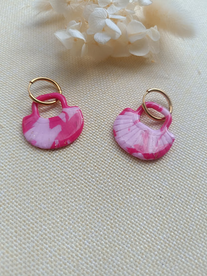 Pampilles " jasmine " marbré rose pastel et framboise
